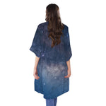 Dark Nebula Universe Galaxy Space Print Open Front Beach Cover Up