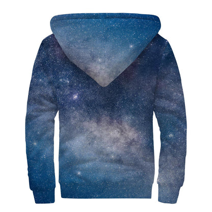 Dark Nebula Universe Galaxy Space Print Sherpa Lined Zip Up Hoodie