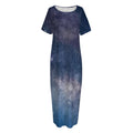 Dark Nebula Universe Galaxy Space Print Short Sleeve Long Nightdress