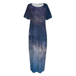 Dark Nebula Universe Galaxy Space Print Short Sleeve Long Nightdress
