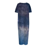Dark Nebula Universe Galaxy Space Print Short Sleeve Long Nightdress