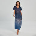 Dark Nebula Universe Galaxy Space Print Short Sleeve Maxi Dress