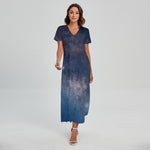 Dark Nebula Universe Galaxy Space Print Short Sleeve Maxi Dress