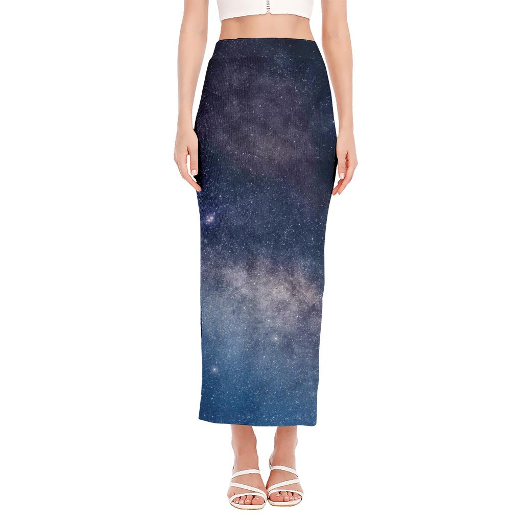 Dark Nebula Universe Galaxy Space Print Side Slit Maxi Skirt
