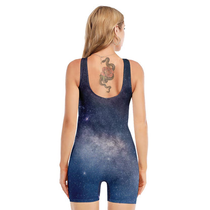 Dark Nebula Universe Galaxy Space Print Sleeveless One Piece Swimsuit