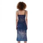 Dark Nebula Universe Galaxy Space Print Slim Fit Midi Cami Dress