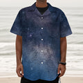 Dark Nebula Universe Galaxy Space Print Textured Short Sleeve Shirt