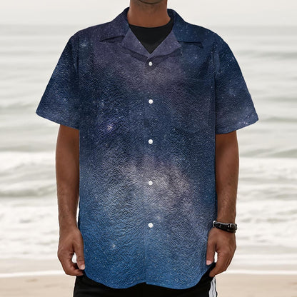 Dark Nebula Universe Galaxy Space Print Textured Short Sleeve Shirt