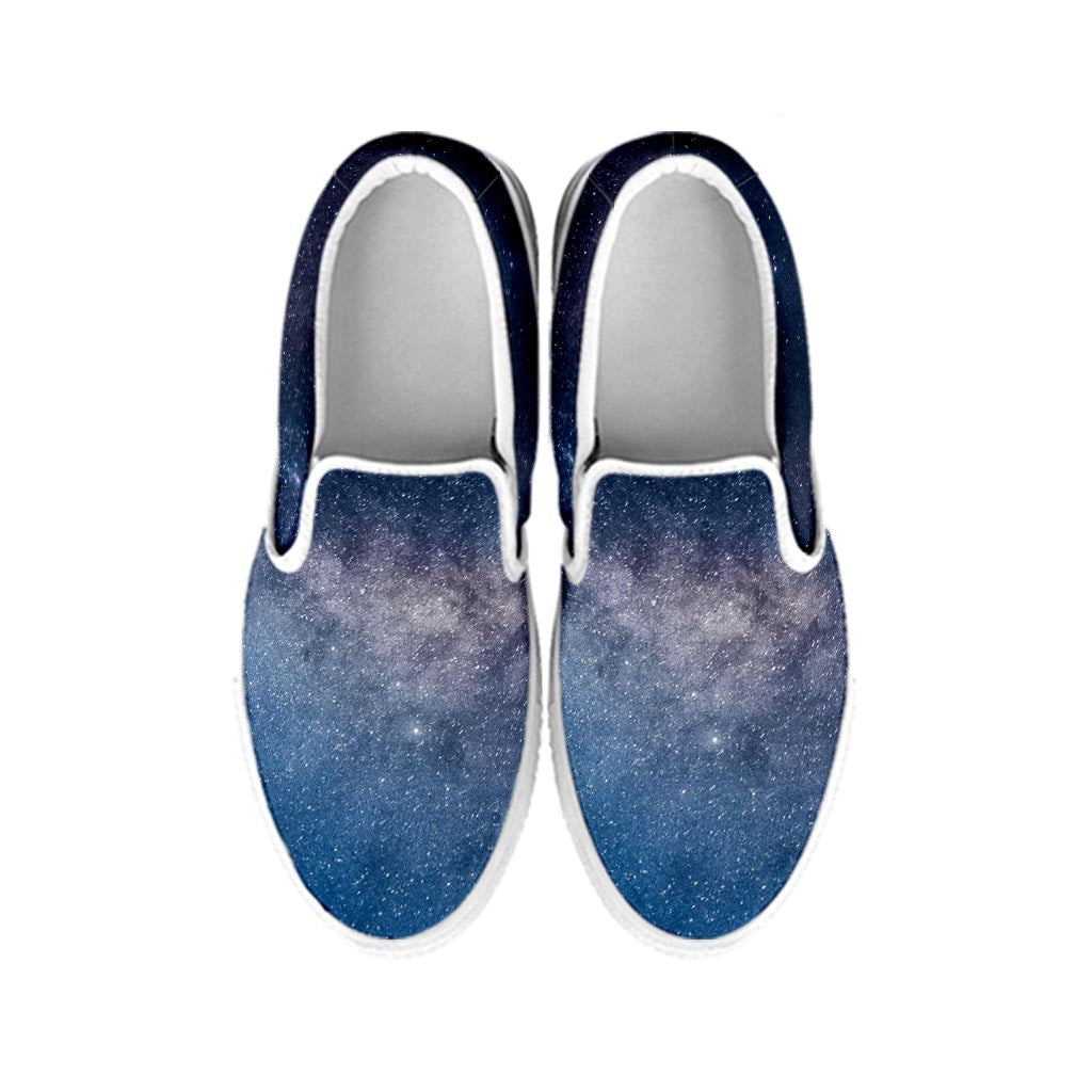 Dark Nebula Universe Galaxy Space Print White Slip On Sneakers