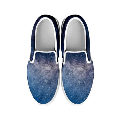 Dark Nebula Universe Galaxy Space Print White Slip On Sneakers