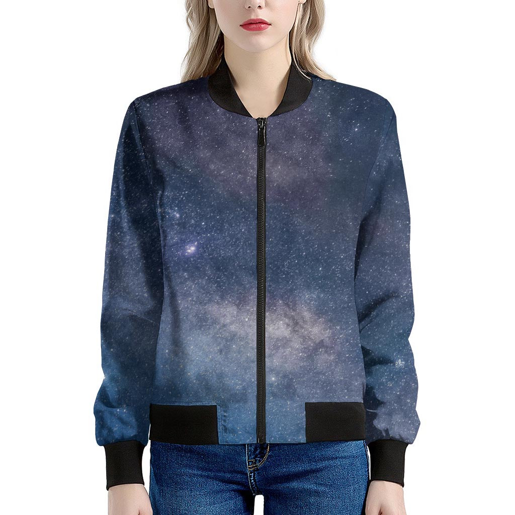 Dark Nebula Universe Galaxy Space Print Women's Bomber Jacket