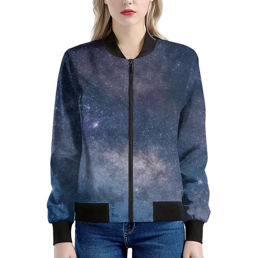 Dark Nebula Universe Galaxy Space Print Women's Bomber Jacket