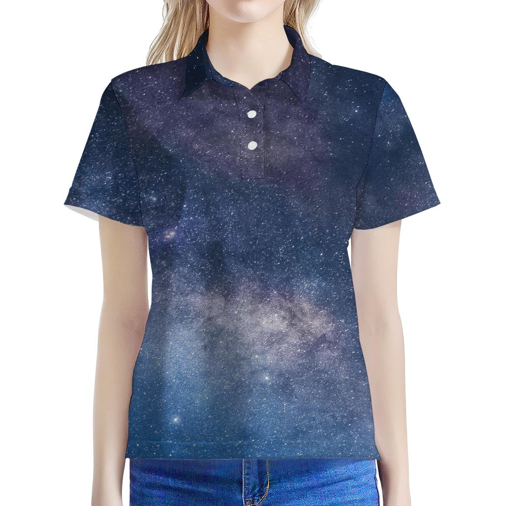 Dark Nebula Universe Galaxy Space Print Women's Polo Shirt
