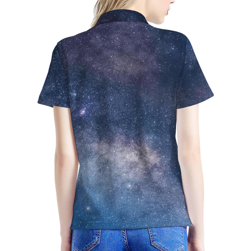 Dark Nebula Universe Galaxy Space Print Women's Polo Shirt