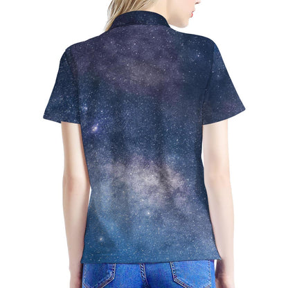 Dark Nebula Universe Galaxy Space Print Women's Polo Shirt