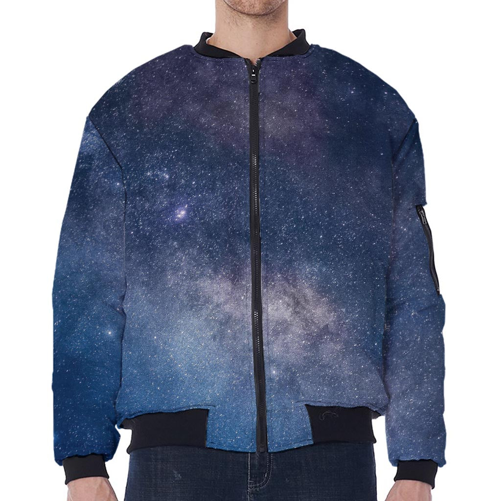 Dark Nebula Universe Galaxy Space Print Zip Sleeve Bomber Jacket