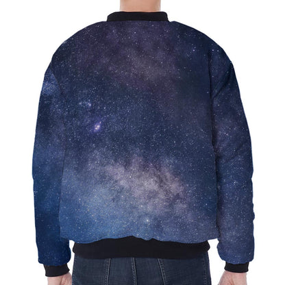 Dark Nebula Universe Galaxy Space Print Zip Sleeve Bomber Jacket