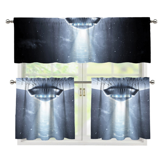 Dark Night UFO Print 3 Piece Kitchen Curtains