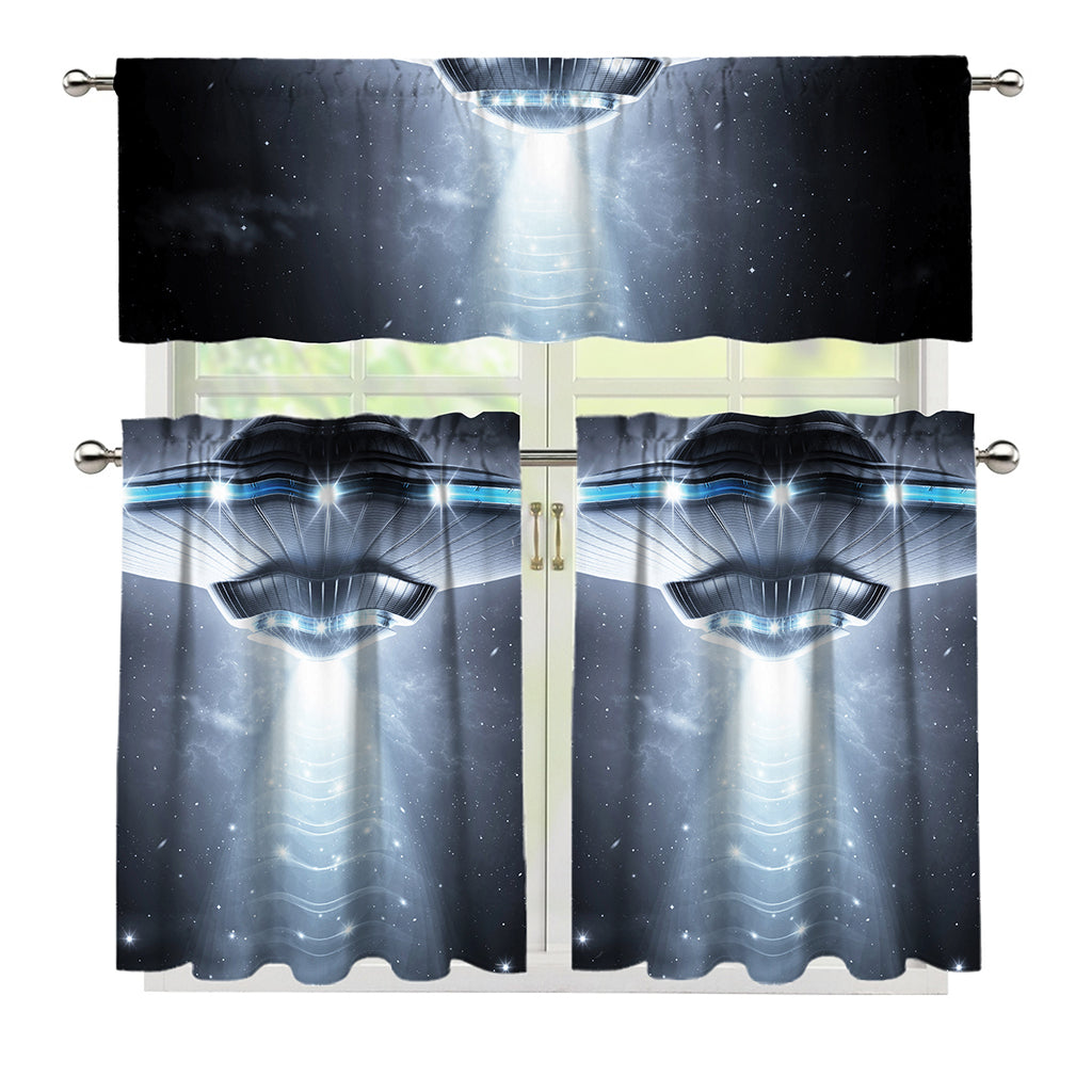 Dark Night UFO Print 3 Piece Kitchen Curtains