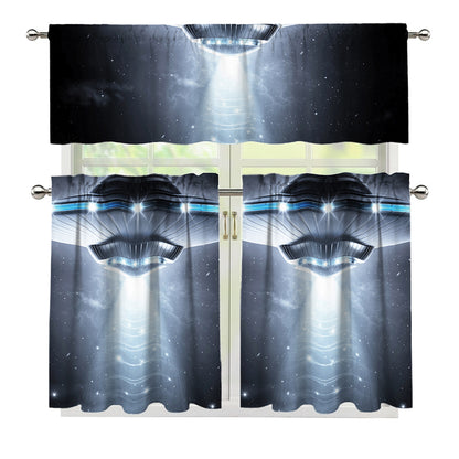 Dark Night UFO Print 3 Piece Kitchen Curtains