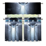 Dark Night UFO Print 3 Piece Kitchen Curtains