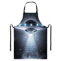 Dark Night UFO Print Bib Apron With Pocket