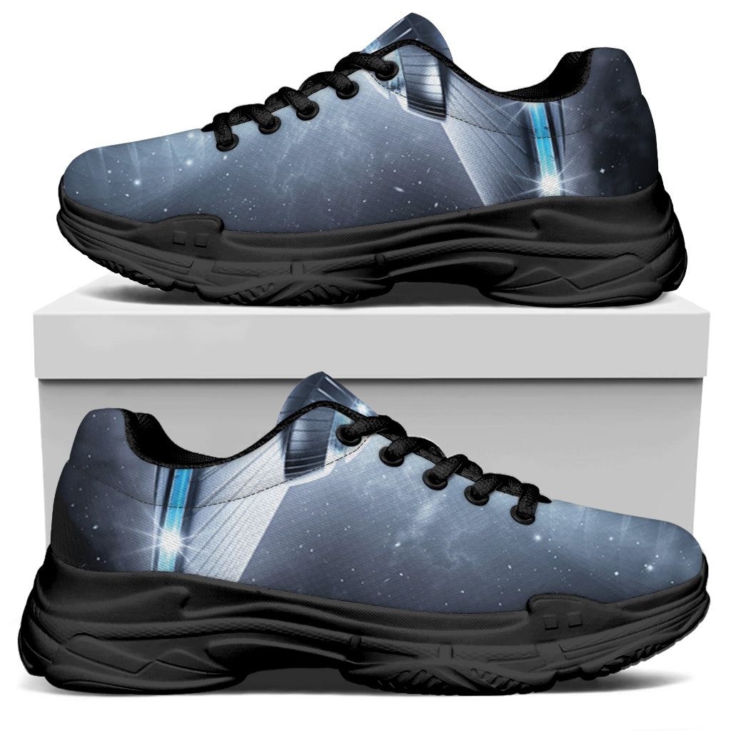 Dark Night UFO Print Black Chunky Shoes