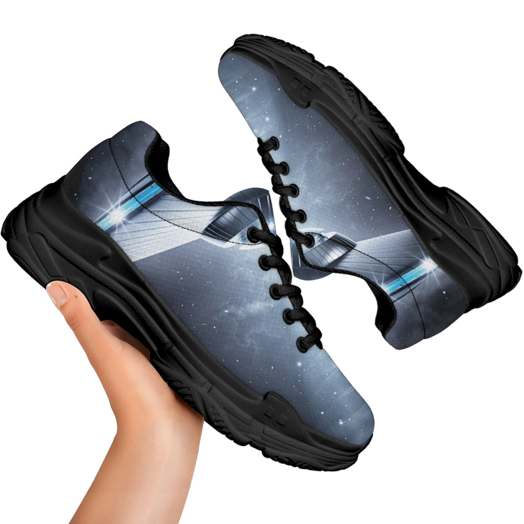 Dark Night UFO Print Black Chunky Shoes
