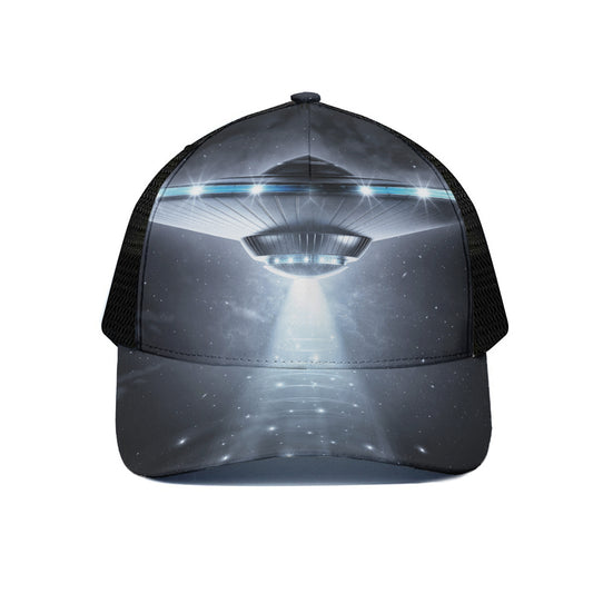 Dark Night UFO Print Black Mesh Trucker Cap
