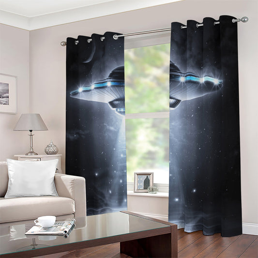 Dark Night UFO Print Blackout Grommet Curtains