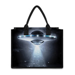 Dark Night UFO Print Canvas Tote Bag