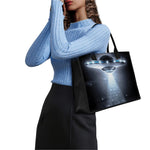 Dark Night UFO Print Canvas Tote Bag