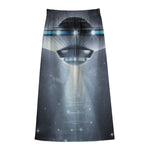 Dark Night UFO Print Cotton Front Slit Maxi Skirt
