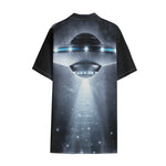 Dark Night UFO Print Cotton Hawaiian Shirt