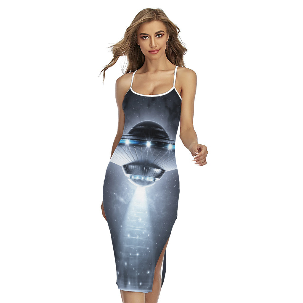 Dark Night UFO Print Cross Back Cami Dress