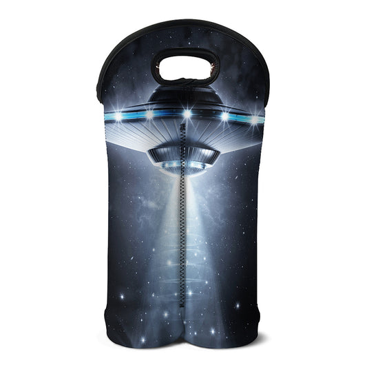 Dark Night UFO Print Double Neoprene Wine Tote