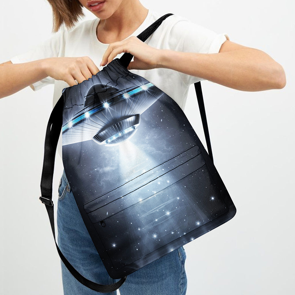 Dark Night UFO Print Drawstring Backpack