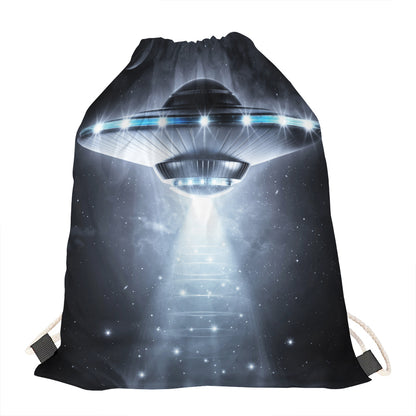 Dark Night UFO Print Drawstring Bag