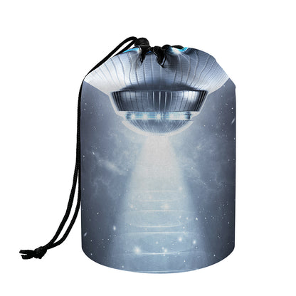 Dark Night UFO Print Drawstring Makeup Bag