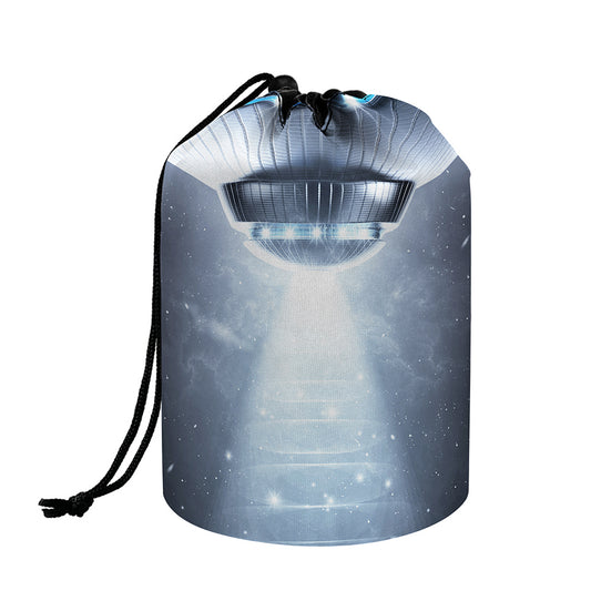 Dark Night UFO Print Drawstring Makeup Bag