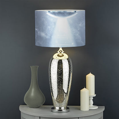 Dark Night UFO Print Drum Lamp Shade