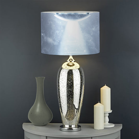 Dark Night UFO Print Drum Lamp Shade