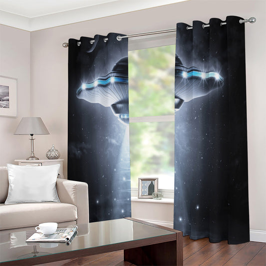 Dark Night UFO Print Extra Wide Grommet Curtains