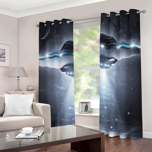 Dark Night UFO Print Grommet Curtains