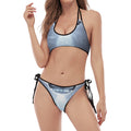 Dark Night UFO Print Halter Scoop Tie Side Bikini
