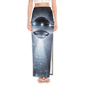 Dark Night UFO Print High Slit Maxi Skirt