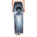 Dark Night UFO Print High Slit Maxi Skirt
