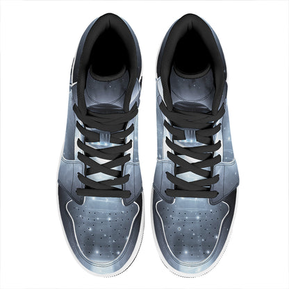 Dark Night UFO Print High Top Leather Sneakers