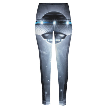 Dark Night UFO Print High-Waisted Pocket Leggings
