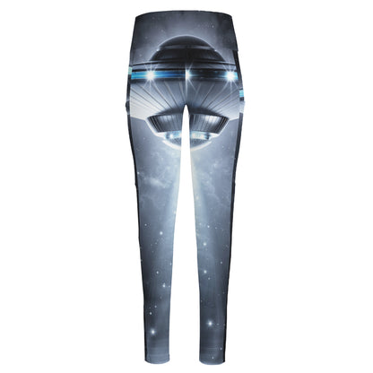 Dark Night UFO Print High-Waisted Pocket Leggings